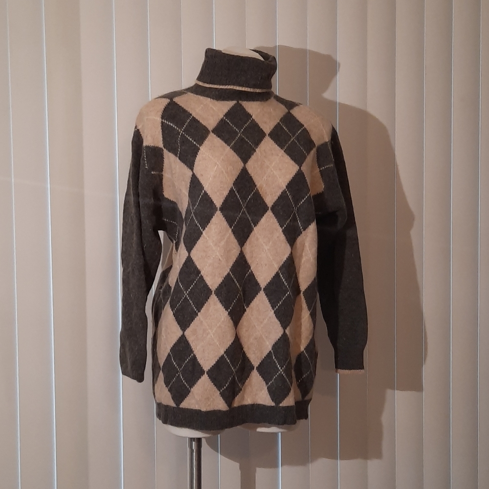 Angora/wool Argyle sweater